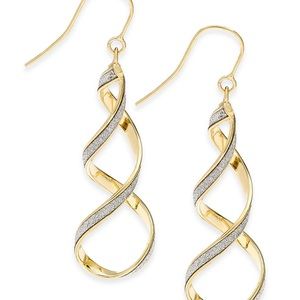 Glitter twisted drop earrings in 14K gold
